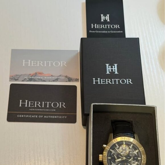 Authentic Heritor 44mm Automatic Hannibal Semi-Skeleton Leather-Band Watch - Picture 6 of 9